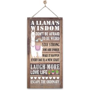 Inspirational Decor, A Llama's Wisdom Hanging Sign, Decorative Wall Plaque, Rustic Door Sign, Cute Llama Wall Decor, Positive Home Decor, Nursery Decor, Encouragement Gift for Teens Girls