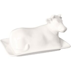 Porcelain Butter Dish with Lid, Butter Holder,Perfect for East and West Coast Butter, white Butter Tray Decor for Kitchen Gifts,7.5 In