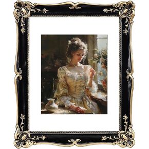 Vintage Picture Frame 11x14 Green Antique gold Photo frame with White Mat 8x10 Ornate picture frames with Acrylic Glass Baroque Tabletop Wall Hanging Home Decor Picture Frames