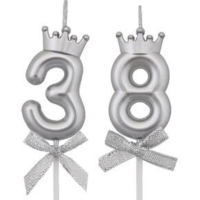38 83 Birthday Candles, 38th 83rd Cake Candles, Pink Birthday Number 38 83 Candles Cake Topper Decorations for Party Men Women