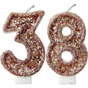 2.8" Blue Black Glitter Number Candles-Many Colors 38th 83rd Birthday Gifts Birthday Decorations Birthday Candles Numbers Happy Birthday Candles for Cake 2 Candle for Women for Men (Blue Black)
