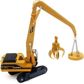 Tipmant Children Alloy Die-cast Car Model Toy Excavator Truck Digging Cable Engineering Vehicle Tower Crane Collection Gift for Kids Scale: 1:87