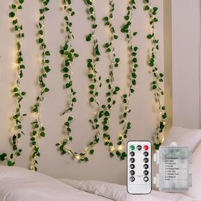 Ivy Fake Vines 12 Pack 9.4 FT * 6.2 FT Artificial Ivy with 240 LED Curtain Lights 8 Modes Ivy Lights for Bedroom Room Wall Weddings Party Christmas Garden Festival Decor