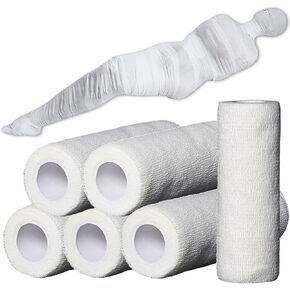 6 Rolls Halloween Mummy Bandage Wrap for Party Photo, Zombie Stretch Self Adherent Cohesive Wrap Rolls Athletic Gauze Bandage Tape for Women Men Cosplay Costume Wrap Halloween Decoration Accessories