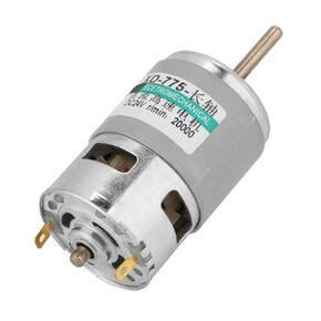 Oumefar DC 24V High Speed 775 Motor High Power Torque Electric Motor Extension Shaft Cylindrical Motor Fan for Electric Drill Cutting Machine(24 V 20000 RPM)