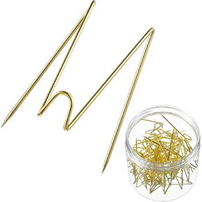 Geyoga Fabric Panel Wall Wire Hooks Cubicle Hooks with Clear Storage Box for Interior Exterior Decor for Picture Home School Office DIY(Gold,50 Pcs)