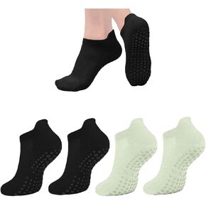 2 Pairs Pilates Socks Yoga Socks Athletic Socks Non-Slip With Grips for Women Pilates, Pure Barre, Pregnant, Barre Ballet Barefoot Workout Hospital in Kuwait