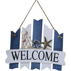 BESPORTBLE Front Door Garland Coastal Welcome Door Sign Door Decor Decoraciones Para Salas De Casa Beach Welcome Sign Nautical Wreath Sign for Front Door Seaside Sign Board Bamboo White Ocean