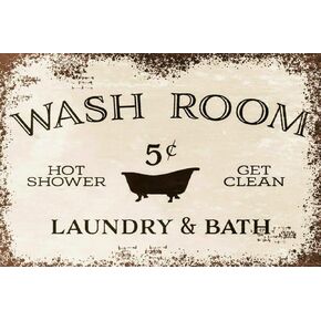 New Vintage Retro Metal Tin Sign Washroom Bathroom and Laundry Outdoor Garage Street & Home Bar Club Retaurant Wall Decor Signs 12X8 Inch