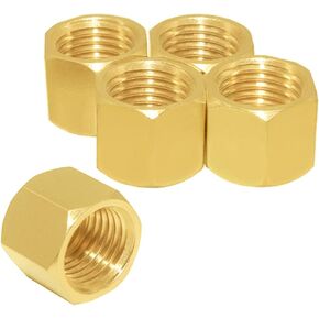 Joywayus 1/2" NPT Female Pipe Caps Outer Hex Thread Socket Plug Brass Fitting (Pack of 5)