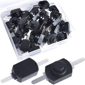 30pcs Latching Push Button Switch On Off Mini Switch, Self-Lock DC 30V 1A Micro Switch for Torch Flashlight Light Lamp Wall Outlet, Black in Kuwait