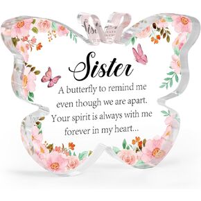 Sympathy for Loss of Sister, Thinking of Sister Memorial Condolence Gifts Butterfly Acrylic Table Decor Bereavement Remembrance Gifts for Loss of Loved Sister for Table Centerpieces Remembrance