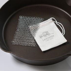 Chainmail Scrubber for Cleaning Cast Iron Cookware - 4" x 4" - Made in the USA