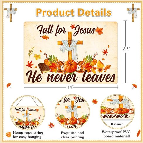 WhatSign سقوط الباب ديكور علامة سقوط ليسوع انه لا يترك الزينة علامة للمنزل المسيحي أوراق القيقب يسوع سقوط ديكور علامة الخريف اكليلا من الزهور للباب الأمامي جدار الشرفة الخريف الشكر in Kuwait
