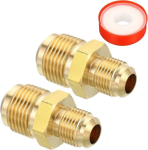 PATIKIL 3/8 SAE ذكر x 5/8 SAE ذكر مقرنة أنبوب نحاسي، 2 حزمة تركيب الأنابيب موضوع محول الغاز مضيئة موصل الاتحاد اقتران مع شريط PTFE للاتصال HVAC زيت الوقود الهواء خط الغاز in Saudi Arabia
