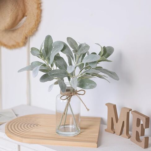 فييرينا سيقان اوكالبتوس الاصطناعية في مزهرية زجاجية مع ماء صناعي، اوراق اوكالبتوس وهمية 15 انش، بذور بيضاء لتزيين الطاولة المركزية وديكور المنزل الريفي والزفاف (رمادي واخضر) in Kuwait