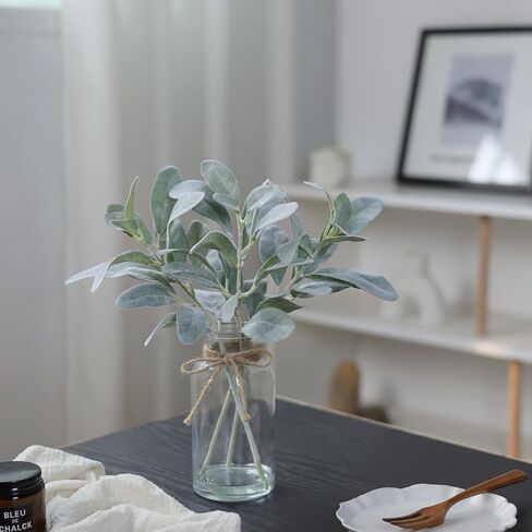 فييرينا سيقان اوكالبتوس الاصطناعية في مزهرية زجاجية مع ماء صناعي، اوراق اوكالبتوس وهمية 15 انش، بذور بيضاء لتزيين الطاولة المركزية وديكور المنزل الريفي والزفاف (رمادي واخضر) in Kuwait
