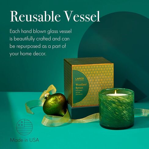 LAFCO New York Classic Candle, Midnight Cactus - 6.5 oz - 50-Hour Burn Time - Reusable, Hand Blown Glass Vessel - Made in The USA in Saudi Arabia