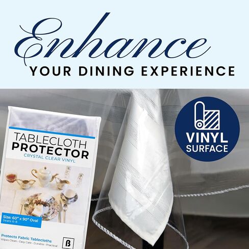 BRODER MFG. INC. Tablecloth Protector Crystal Clear Vinyl (52"x70" Oblong) | Thick, Durable Clear Table/Tablecloth Protector | Perfect for Parties, Special Occasions, Gatherings, and Everyday Use in Saudi Arabia