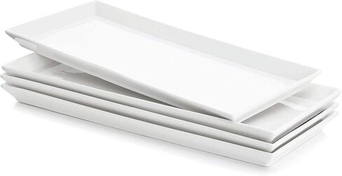 Sweese White Serving Platters, Porcelain Serving Trays for Parties, Large Rectangular Plates - 15.5 Inch, Set of 4 in Saudi Arabia