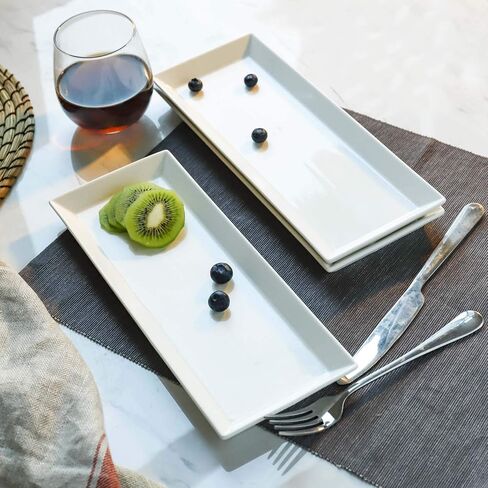 Sweese White Serving Platters, Porcelain Serving Trays for Parties, Large Rectangular Plates - 15.5 Inch, Set of 4 in Saudi Arabia