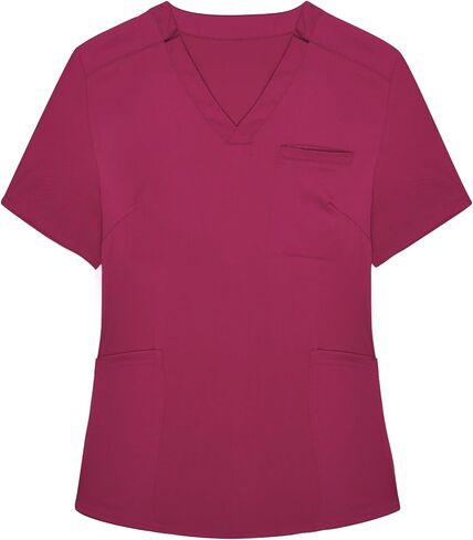 Scrubs for Women V-Neck Nurse Medical Uniform Short Sleeve Classic Professional Scrub Tops with Pockets in Saudi Arabia