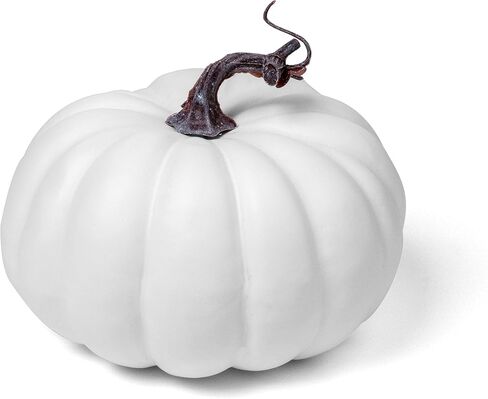 7 inch Artificial White Pumpkin Foam Harvest Decor Fake Paintable Pumpkin Decoration for Fall Autumn Halloween Holiday Home Decor (White) in Saudi Arabia