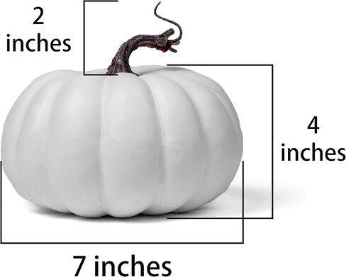 7 inch Artificial White Pumpkin Foam Harvest Decor Fake Paintable Pumpkin Decoration for Fall Autumn Halloween Holiday Home Decor (White) in Saudi Arabia