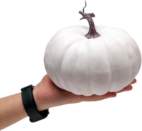 7 inch Artificial White Pumpkin Foam Harvest Decor Fake Paintable Pumpkin Decoration for Fall Autumn Halloween Holiday Home Decor (White) in Saudi Arabia