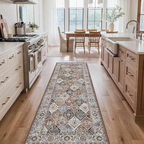 Seavish Washable Runner Rug 2x6 Kitchen Runner Rugs Non Skid Low Pile Long Runner Rugs for Entryway Indoor Hallway Rug Runner Soft Oriental Trellis Carpet Runner for Bedroom Bathroom Floor Laundry in Saudi Arabia