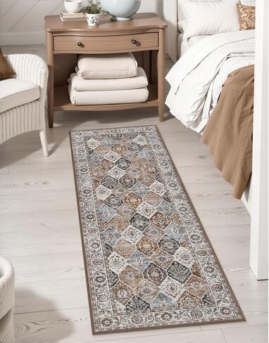 Seavish Washable Runner Rug 2x6 Kitchen Runner Rugs Non Skid Low Pile Long Runner Rugs for Entryway Indoor Hallway Rug Runner Soft Oriental Trellis Carpet Runner for Bedroom Bathroom Floor Laundry in Saudi Arabia