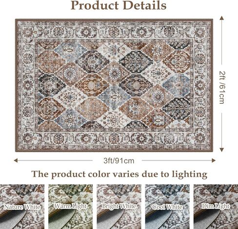 Seavish سجادة عداء قابلة للغسل 2x6 سجاد عداء المطبخ غير زلق كومة منخفضة سجاد عداء طويل للمدخل داخلي المدخل سجادة عداء تعريشة شرقية ناعمة عداء سجادة لغرفة النوم والحمام وأرضية الغسيل in Kuwait