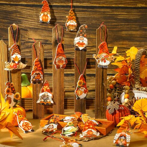 Peryiter 48 Pcs Fall Gnome Ornaments Felt Thanksgiving Decorations Autumn Gnome Hanging Ornament Fall Harvest Swedish Elf Gnome for Fall Thanksgiving Holiday Party Supplies in Saudi Arabia