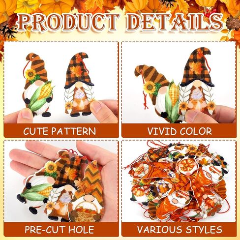 Peryiter 48 Pcs Fall Gnome Ornaments Felt Thanksgiving Decorations Autumn Gnome Hanging Ornament Fall Harvest Swedish Elf Gnome for Fall Thanksgiving Holiday Party Supplies in Saudi Arabia