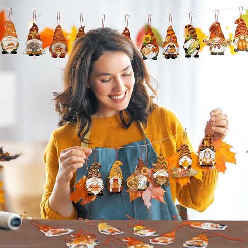 Peryiter 48 Pcs Fall Gnome Ornaments Felt Thanksgiving Decorations Autumn Gnome Hanging Ornament Fall Harvest Swedish Elf Gnome for Fall Thanksgiving Holiday Party Supplies in Saudi Arabia
