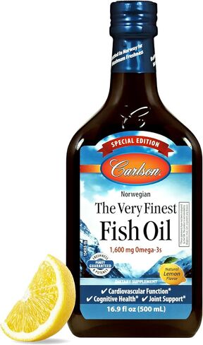 Carlson - The Very Finest Fish Oil، إصدار خاص، 1600 مجم أوميجا 3، مكمل سائل، زيت السمك النرويجي، سائل من مصادر مستدامة، ليمون، 500 مل (16.9 أونصة سائلة) in Saudi Arabia