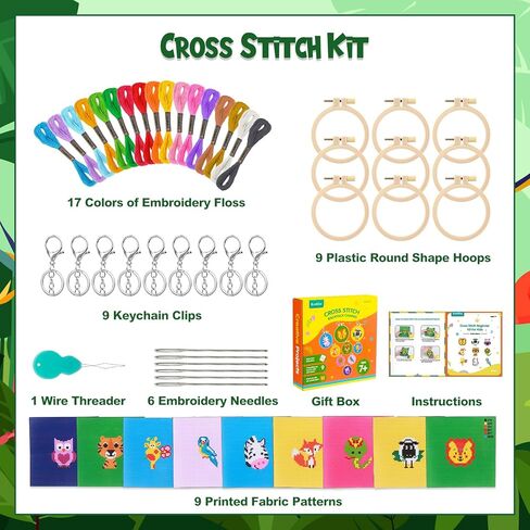 مجموعة خياطة متقاطعة للاطفال 7-13 من ايكوفور، مجموعة تطريز لشنط الظهر للاطفال، مجموعة خياطة متقاطعة للمبتدئين وهدايا الكريسماس مع تعليمات، 6 قطع in Kuwait