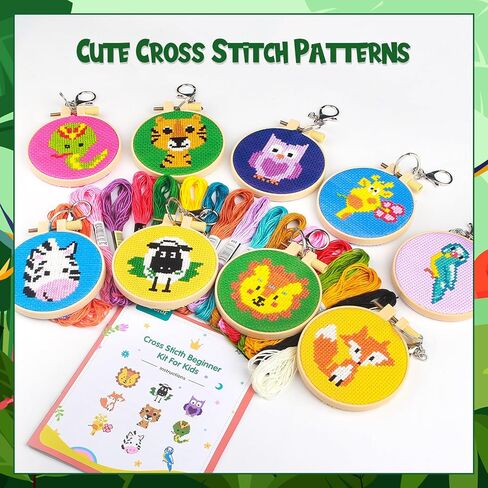 مجموعة خياطة متقاطعة للاطفال 7-13 من ايكوفور، مجموعة تطريز لشنط الظهر للاطفال، مجموعة خياطة متقاطعة للمبتدئين وهدايا الكريسماس مع تعليمات، 6 قطع in Kuwait