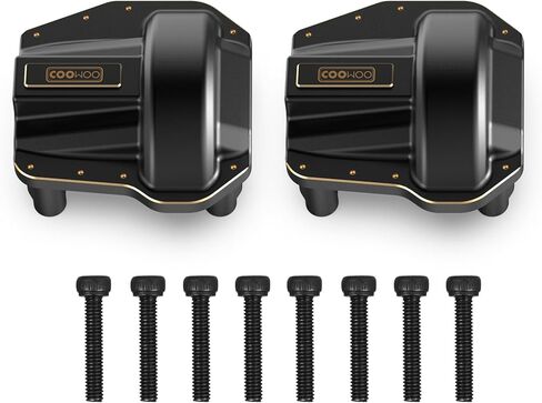 COOWOO Brass RC Diff Covers, Front and Rear Differential Axle Housing Covers Upgrade Parts for 1/10 SCX10 III RC Trucks - Set of 2(Golden) in Saudi Arabia