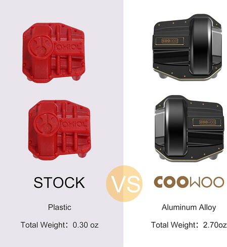 COOWOO Brass RC Diff Covers, Front and Rear Differential Axle Housing Covers Upgrade Parts for 1/10 SCX10 III RC Trucks - Set of 2(Golden) in Saudi Arabia