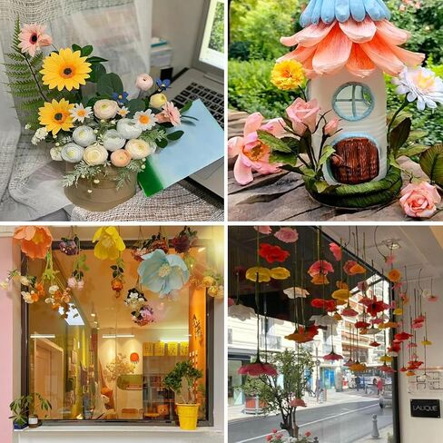 Srapwati 8 Rolls Crepe Paper, 9.8 x 98 Inch Wide Crepe Paper for Flower Making, 8 Colors Crepe Paper Party Decorations for DIY Gift Wrapping Paper Crafts and Birthday, Wedding, Festivals Decorations in Kuwait