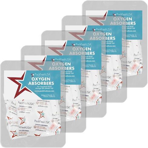 500cc Oxygen Absorber Compartment Packs - Food Grade - Food Preservation - Long-Term Food Storage Guide Included - 100 Count in 20 Compartment Packs in Saudi Arabia