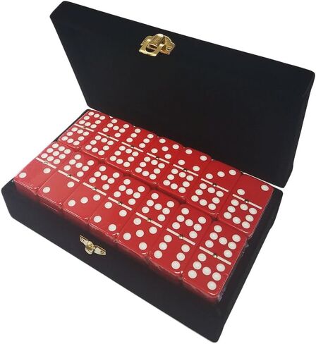 Marion & Co. Domino Double Nine Red في صندوق خشبي شيشام متداخل - حجم البطولة الكبير in Kuwait