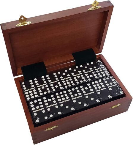 Marion & Co. Domino Double Nine Red في صندوق خشبي شيشام متداخل - حجم البطولة الكبير in Kuwait