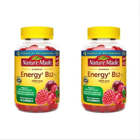 Nature Made Energy B12 1000 ميكروجرام، مكمل غذائي لدعم استقلاب الطاقة، 150 علكة، كمية تكفي 75 يومًا in Saudi Arabia