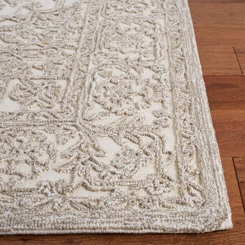 سجادة SAFAVIEH Trace Collection - 2'3" x 8'، عاجية وطبيعية، صوف مصنوع يدويًا، مثالية للمناطق ذات حركة المرور العالية في غرفة المعيشة وغرفة النوم (TRC302A) in Saudi Arabia