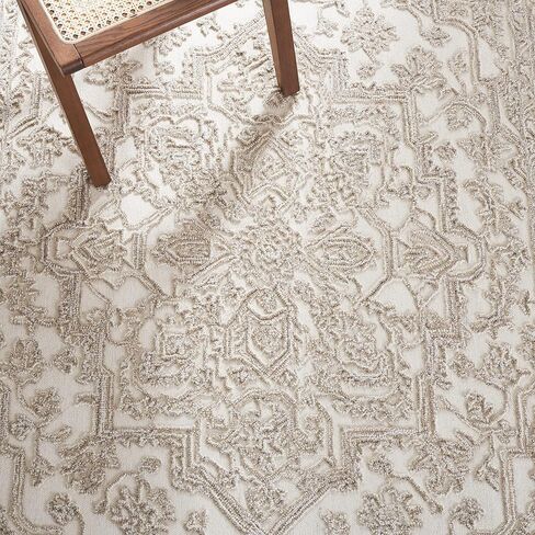 سجادة SAFAVIEH Trace Collection - 2'3" x 8'، عاجية وطبيعية، صوف مصنوع يدويًا، مثالية للمناطق ذات حركة المرور العالية في غرفة المعيشة وغرفة النوم (TRC302A) in Saudi Arabia