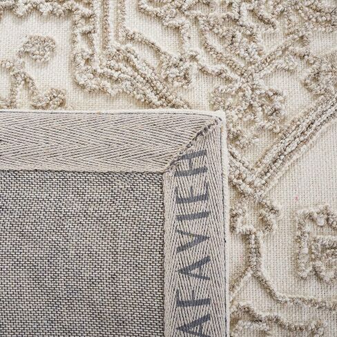 سجادة SAFAVIEH Trace Collection - 2'3" x 8'، عاجية وطبيعية، صوف مصنوع يدويًا، مثالية للمناطق ذات حركة المرور العالية في غرفة المعيشة وغرفة النوم (TRC302A) in Saudi Arabia