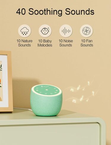 Hotmoon Sound Machine for Sleep, Cocoon 2, 40 Sounds, Dual-Speaker, Plug in | White Green Pink Brown Noise Machine for Sleeping Adults Office Privacy Baby Dogs, 4 Timers, 8 Night Light, Rain Noise Maker in Saudi Arabia
