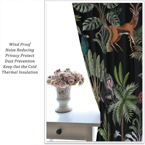 Animal Kids Curtains, Jungle Safari Wildlife Print Pattern, Boys Girls Bedroom Living Room Blackout Curtains42X45 Inch, Style-5 in Saudi Arabia